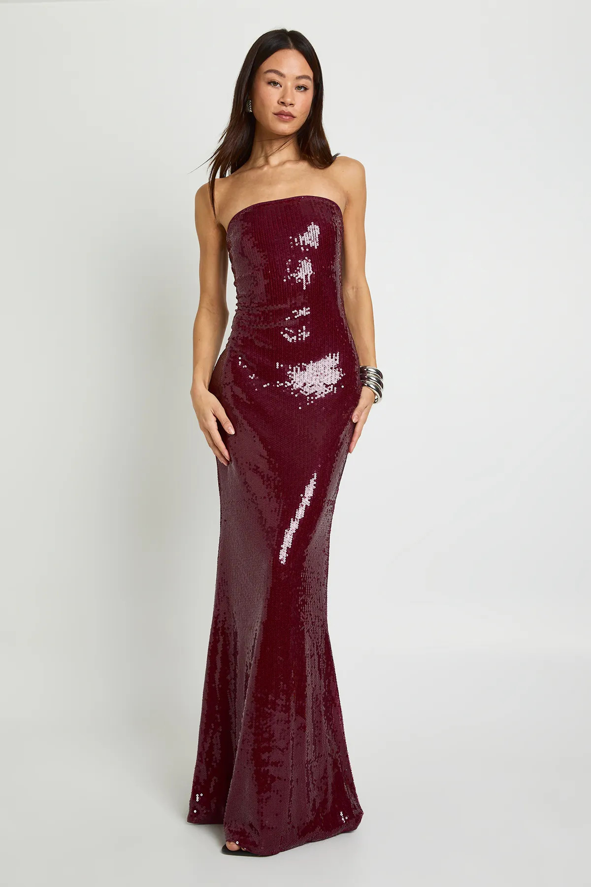 Tall Sequin Bandeau Maxi Dress | boohoo (US & Canada)