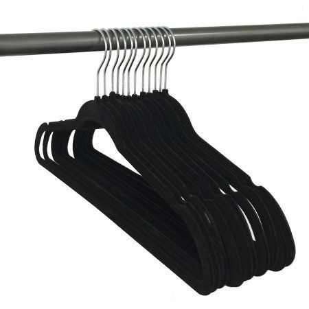NOBRAND 50 Pack Velvet Hanger - 50 Pack Velvet Hangers: Black with chrome hook | Walmart (US)