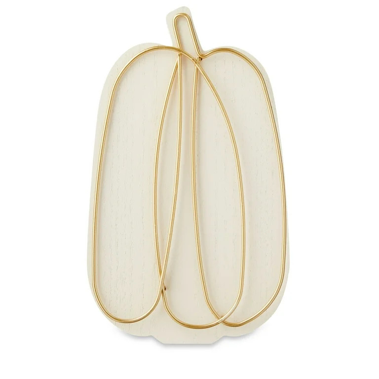 Harvest Tall Cream Pumpkin with Gold Wire Overlay Tabletop Decor, by Way To Celebrate - Walmart.c... | Walmart (US)