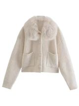 'Ronnie' Removable Faux Fur Collar Cardigan | Goodnight Macaroon