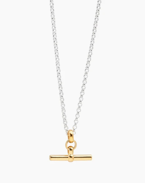 Tilly Sveaas Gold T Bar On Silver Belcher Chain | Shop.app