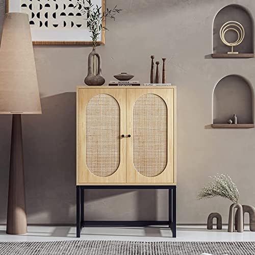 Angel Sar Rattan Accent Storage Cabinet with 2 Door, Buffeet Cabinet, Sideboard with Adjustable S... | Amazon (US)