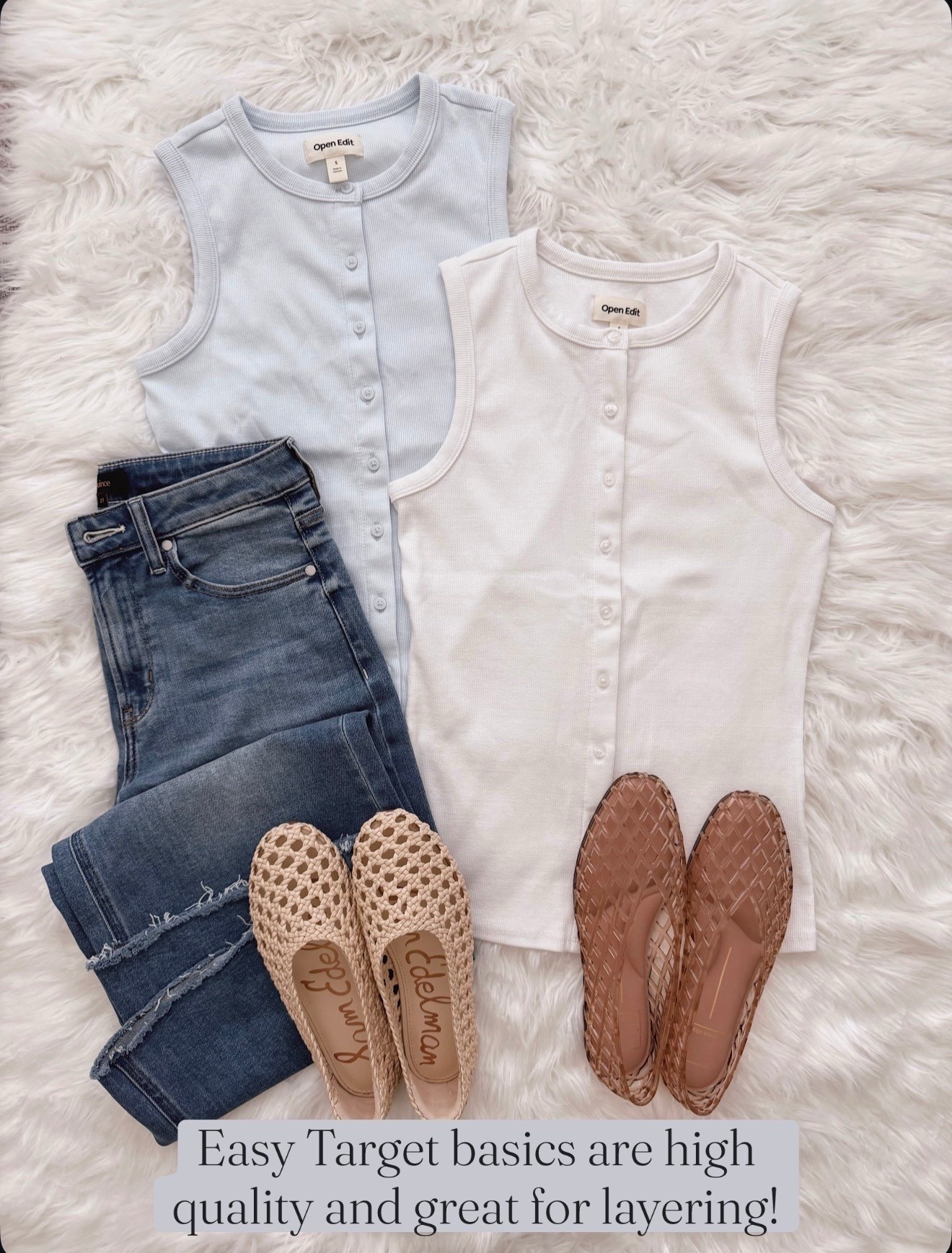These basics are so good for layering and I keep reaching for them.

target basics, layering tops, sleeveless tops, spring basics, everyday essentials, casual outfit ideas, ribbed tops, affordable fashion finds, jeans outfit, neutral flats, woven shoes, wardrobe staples
 

#LTKMothersDay #LTKOver40 #LTKSeasonal