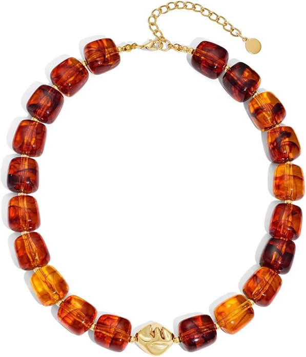 Colorful Chunky Necklaces for Women Multicolored Large Square Acrylic Beads Necklace Trendy Bold ... | Amazon (US)