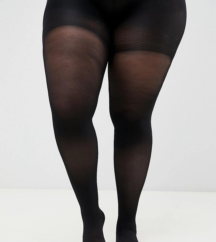 ASOS DESIGN Curve 60 denier black tights with bum tum and thigh support | ASOS (Global)