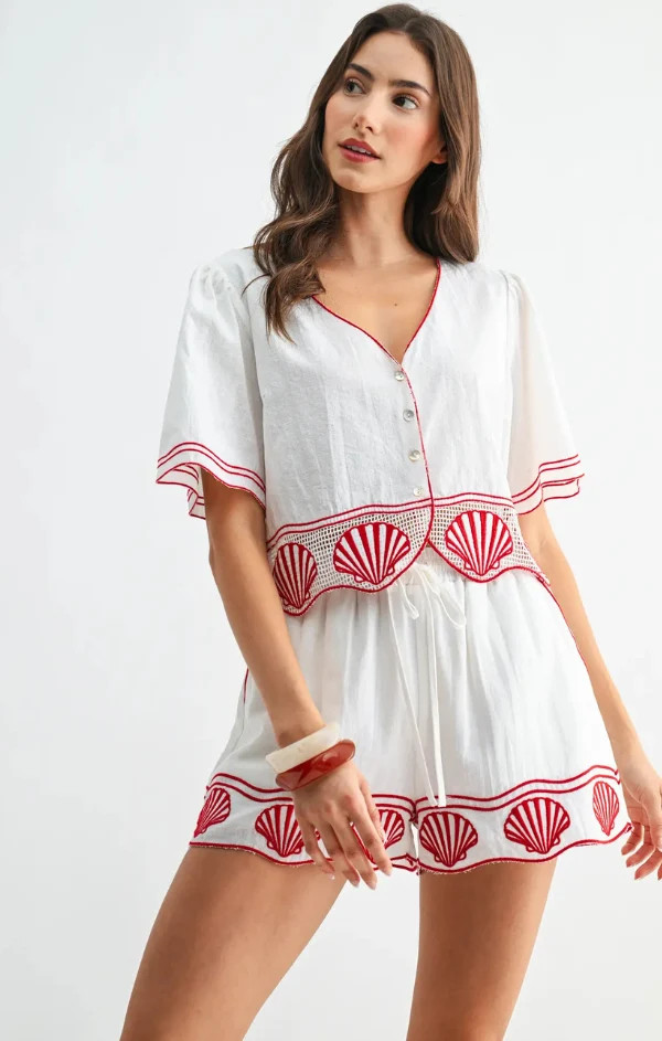 Cari Cotton Embroidered Crop Top | Mint Clothing Boutiques