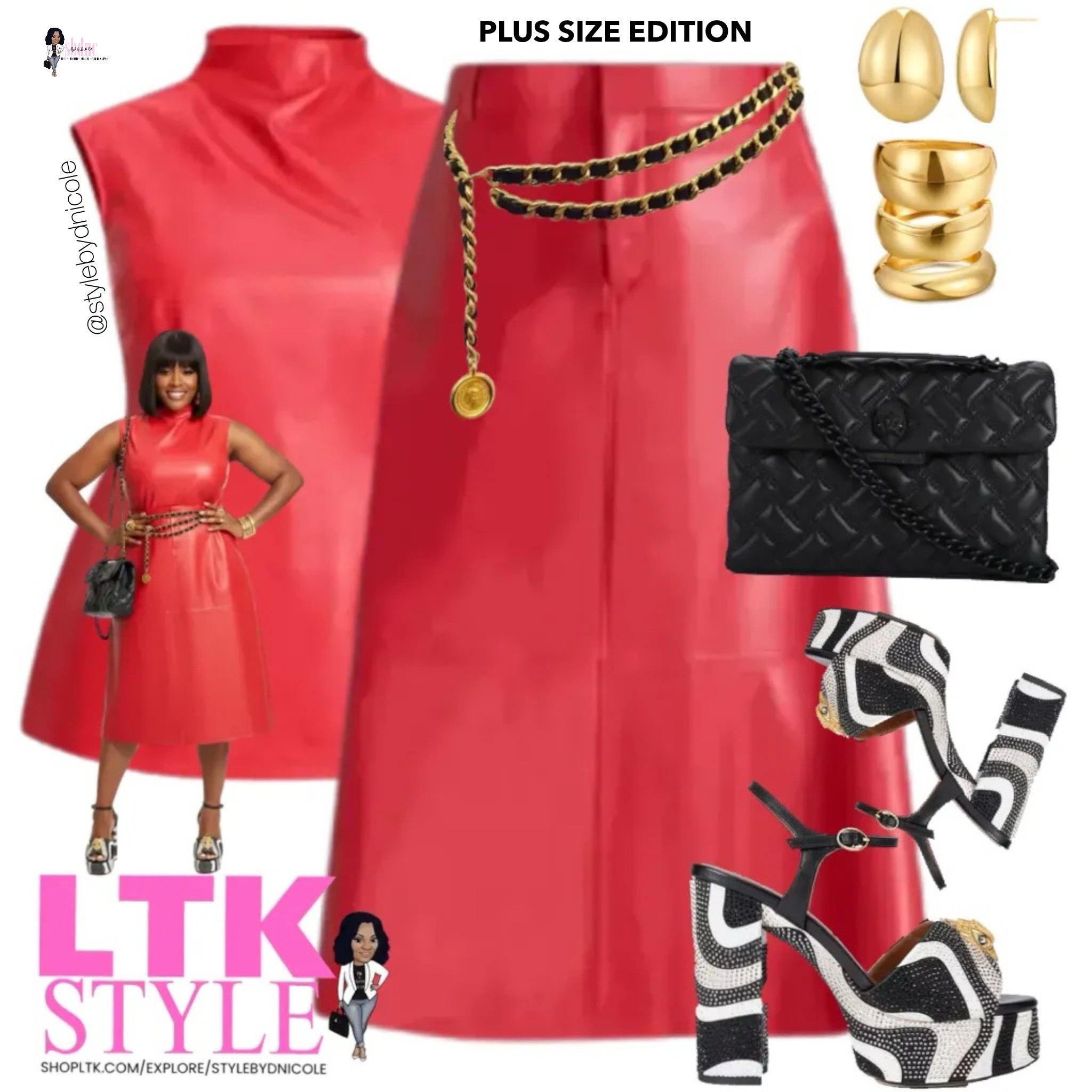Red on red with a pop of gold and black and white!

Available in sizes 14-26. 

#LTKOver40 #LTKSeasonal #LTKPlusSize