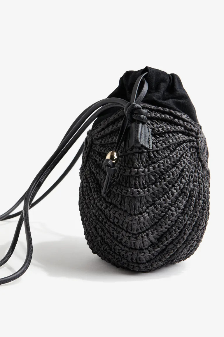 Shell-shaped Straw Bag - Black - Ladies | H&M US | H&M (US + CA)