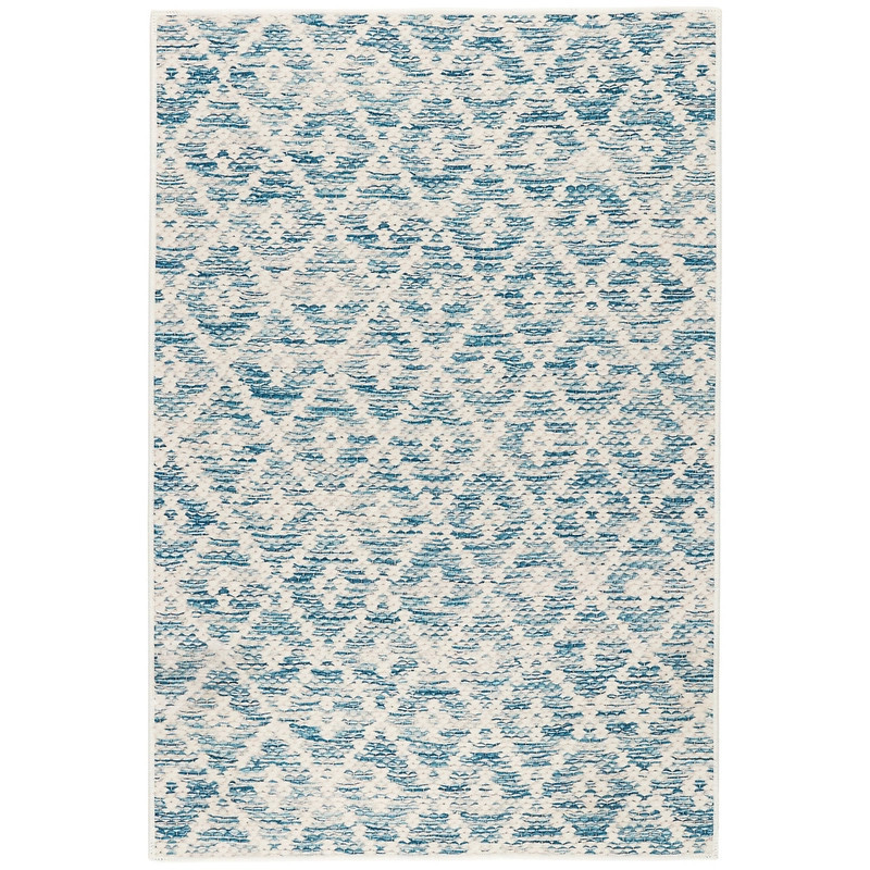 Melange Diamond Blue Machine Washable Rug | Annie Selke