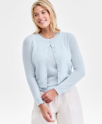 Women's 100% Cashmere Crewneck Cardigan, Macy's Exclusive | Macy's