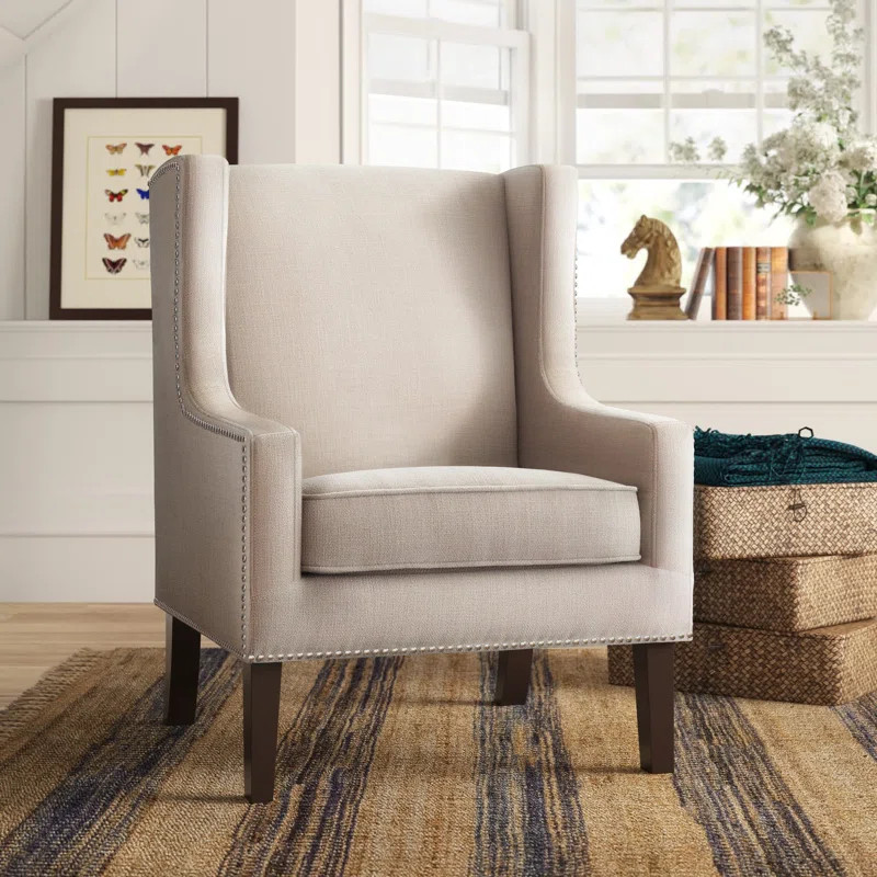 Chagnon Modern Nailhead Wide Wingback Chair | Wayfair Professional