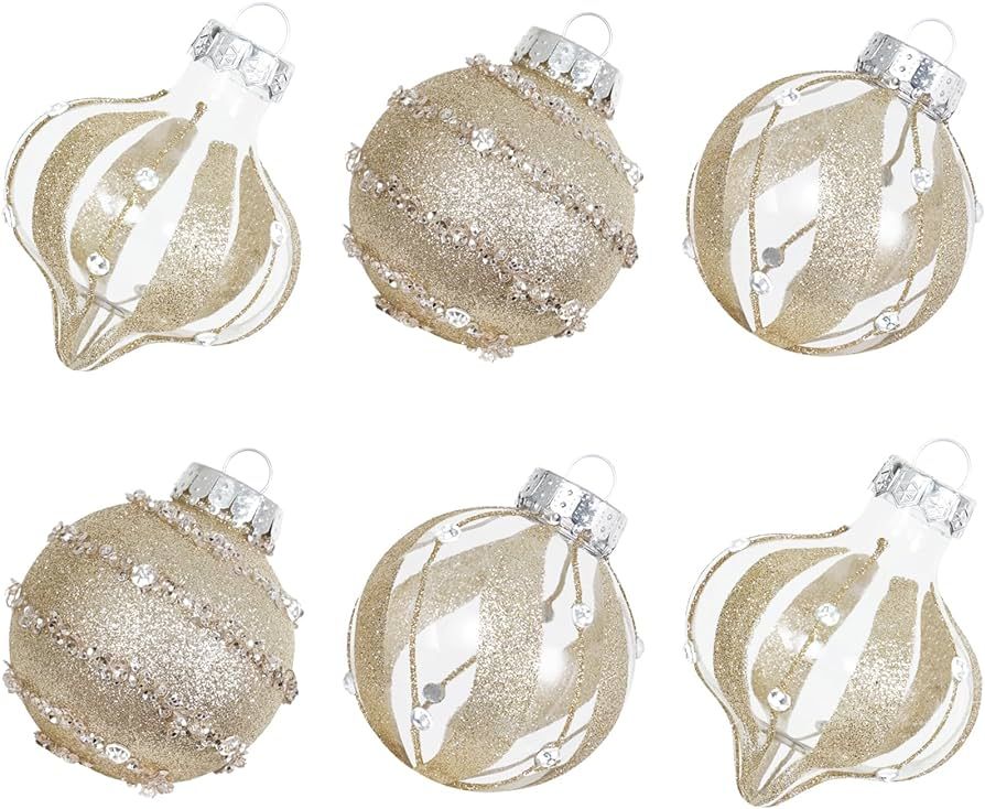 XmasExp Christmas Ball Ornaments Set-70mm/2.76" Large Shatterproof Clear Glitter Pastic Christmas... | Amazon (US)