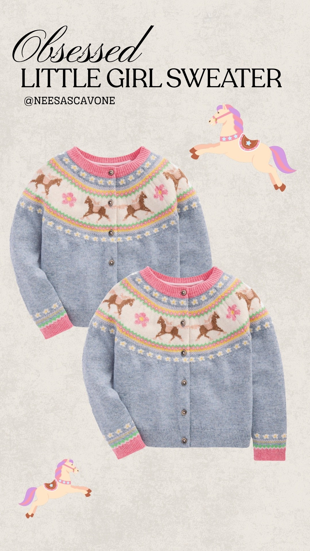 OBSESSED with this little girl sweater 💕🐴 The sweetest knit for fall – horses + florals + pastel trim = perfection 😍 My girls will be living in this one all season 🍂✨ Linking it on LTK for all my fellow mamas who love a cozy, cute moment! 🧸 #LTKkids #LTKfamily #LTKkids #LTKfamily #LTKBackToSchool #MomLifeStyle #GirlMom #ToddlerStyle #MiniStyle #CozyKids #FallKidsFashion #LTKUnder50 #MatchingWithMom #MomLifeUnfiltered #LittleGirlsWardrobe #StylishKids #MomFinds

#LTKKids #LTKFindsUnder100 #LTKBaby