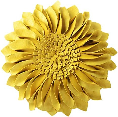 JWH Aesthetic 3D Flower Throw Pillow Covers Decorative Round 3D Sunflower Accent Pillow Cases Flo... | Amazon (US)