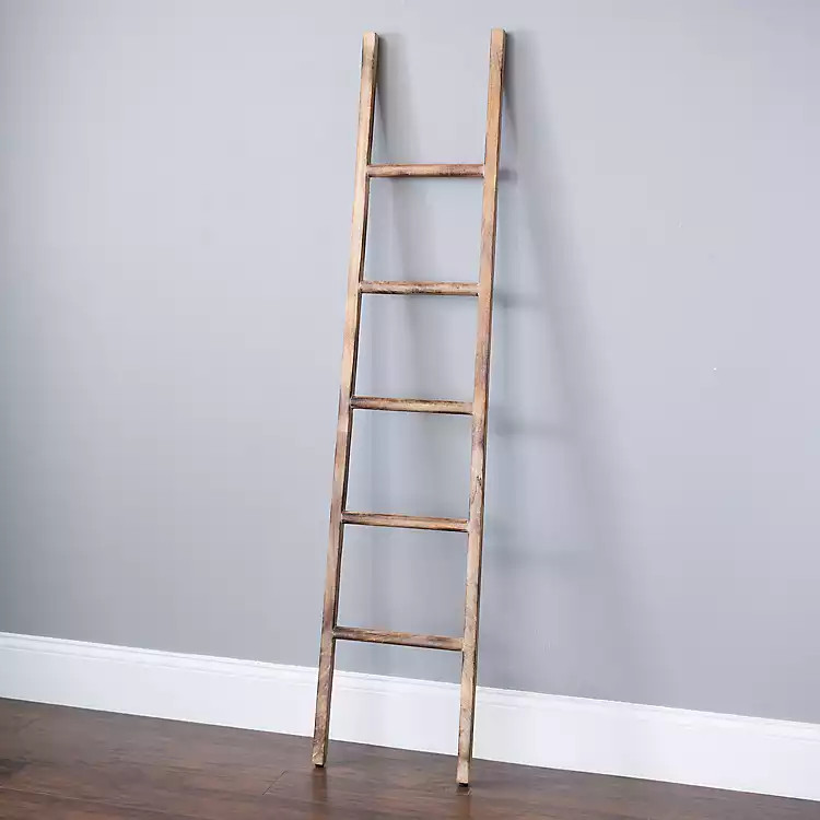 Distressed Natural Leaning Ladder | Kirklands Home | Kirklands