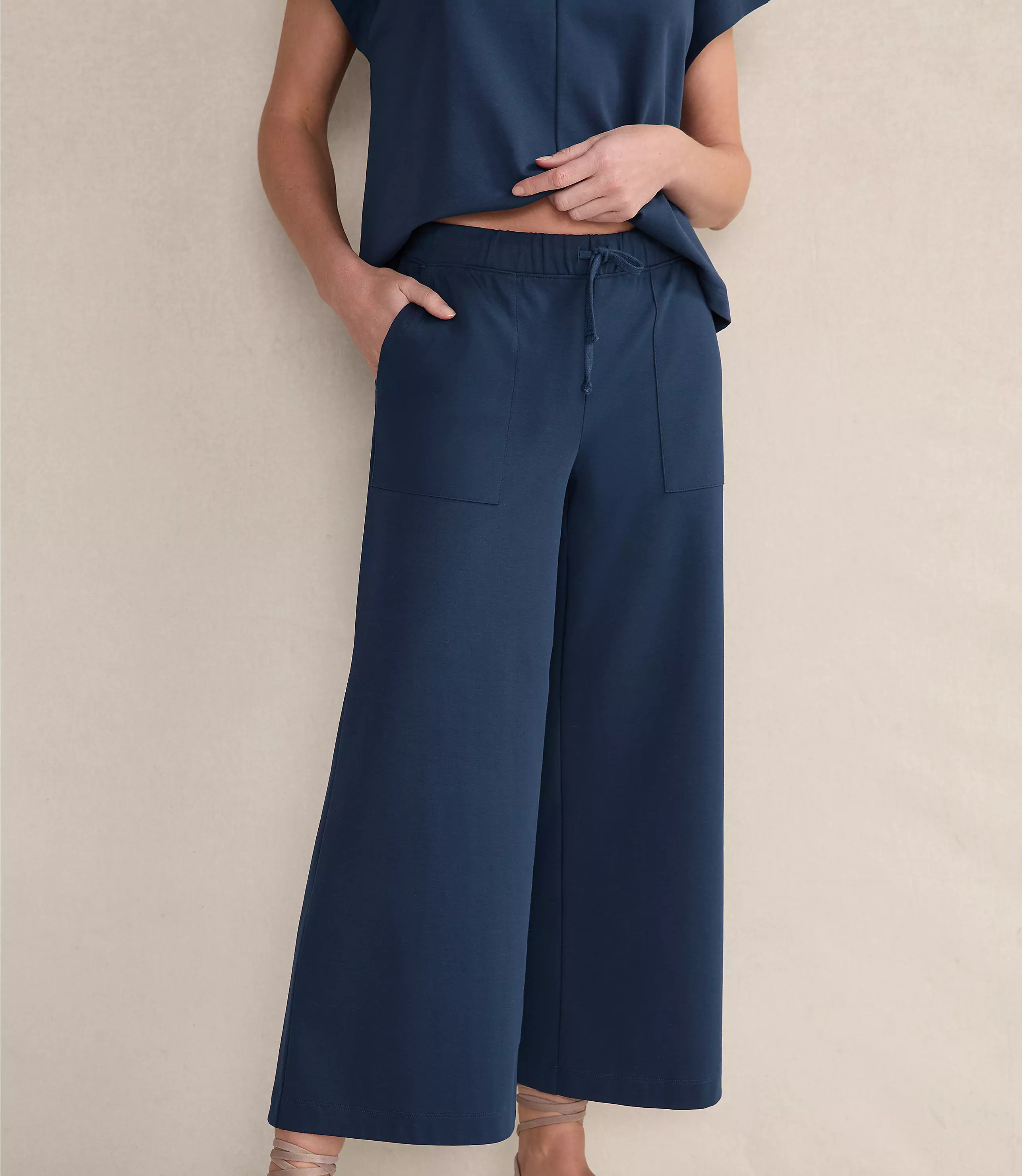 Haven Well Within Organic Cotton Interlock Wide Leg Pants | LOFT