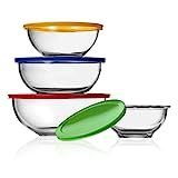 NutriChef Glass Mixing Bowl Set - 4 Sets Stackable Superior Premium Meal-prep Container w/ Airtight  | Amazon (US)