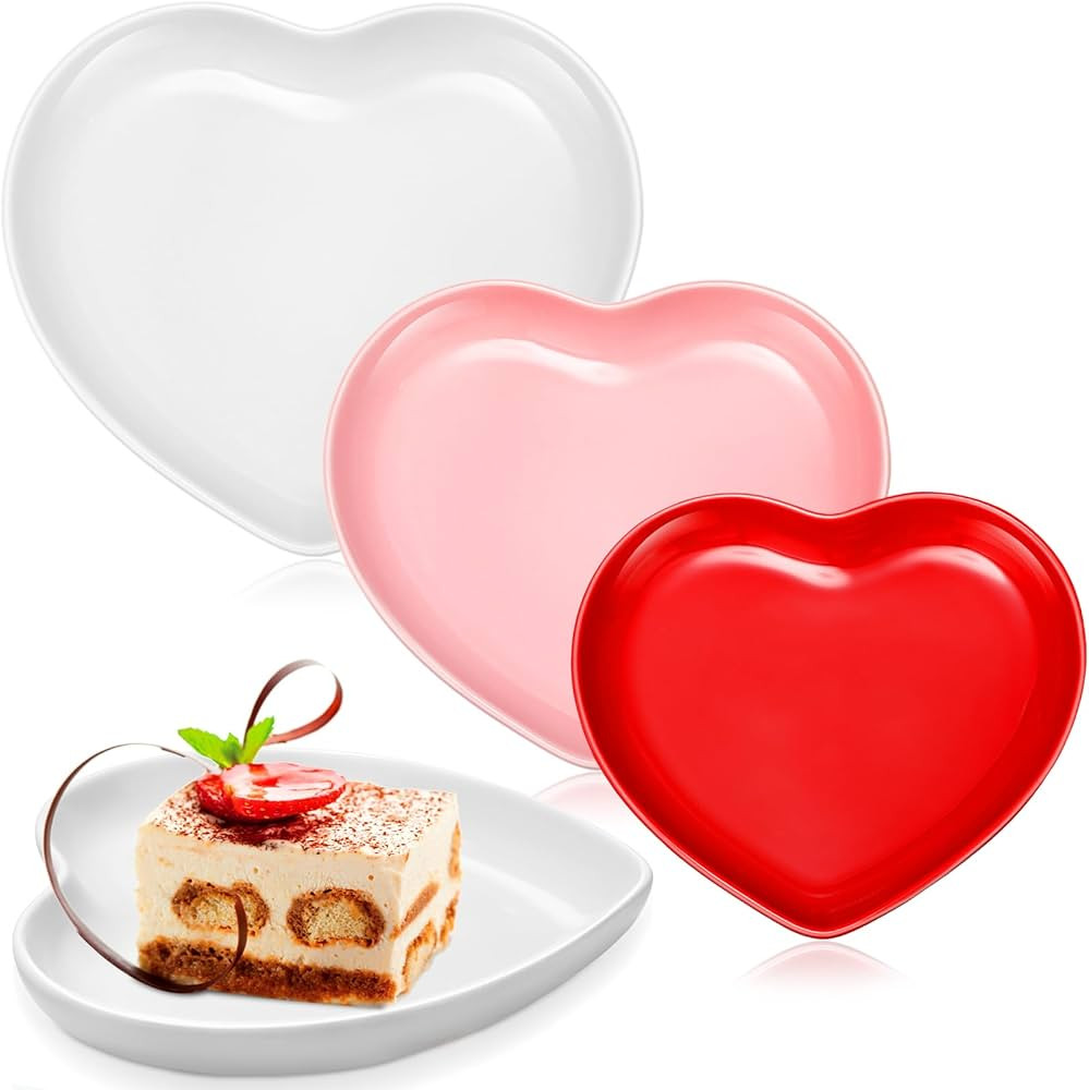 Hushee 6 Pcs 6/7/9 Inch Heart Shaped Plates Porcelain Appetizer Plates Ceramic Dinner Plates Dess... | Amazon (US)
