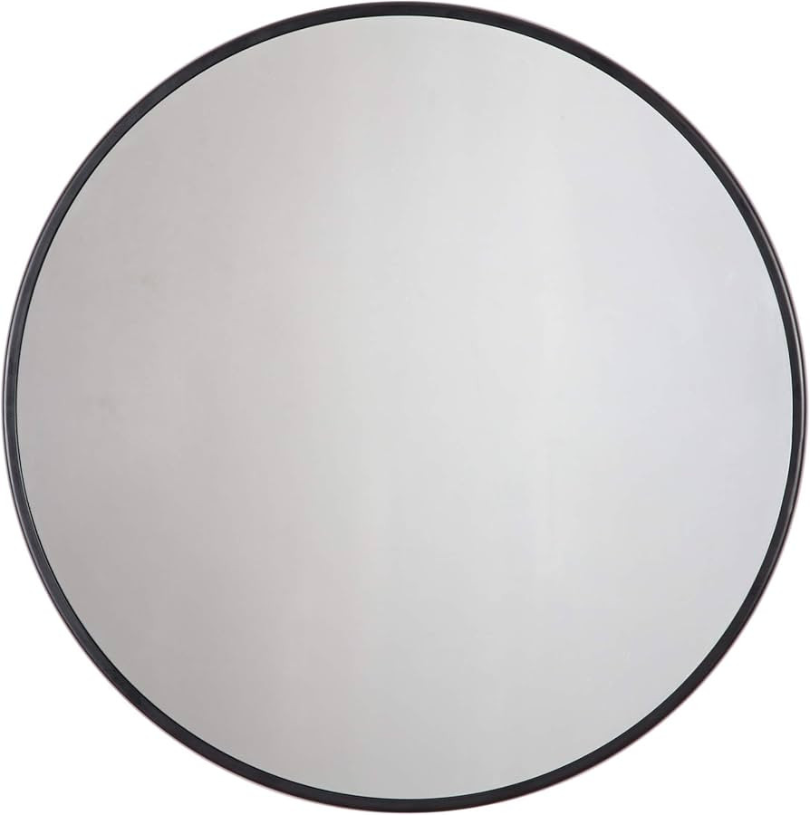 Habitat Decor Adelina Circular Black Metal and Glass Wall Mount Modern Mirror | Amazon (US)