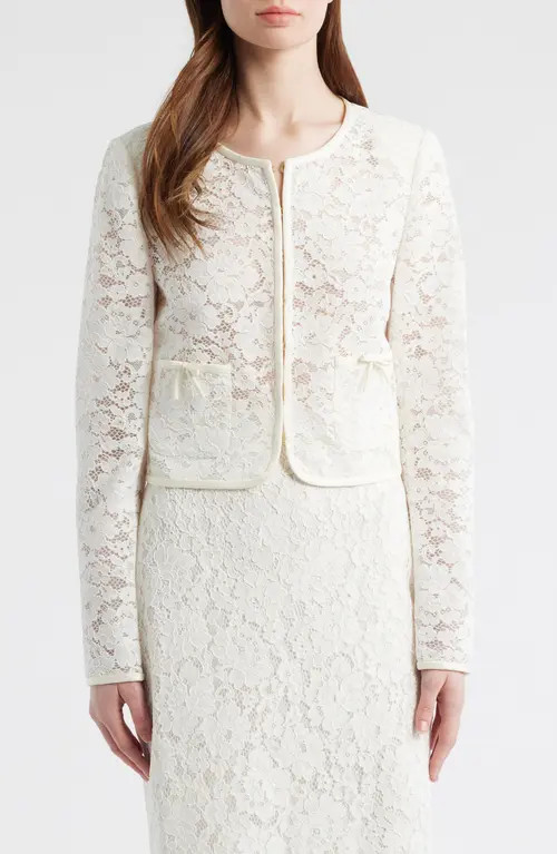 LoveShackFancy Junetta Lace Jacket in Ivory at Nordstrom, Size 10 | Nordstrom
