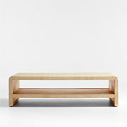 Meadow Natural Grasscloth 54" Rectangular Coffee Table with Shelf + Reviews | Crate & Barrel | Crate & Barrel