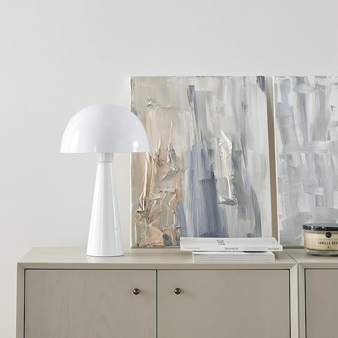 Nourison 16" White Metal Mushroom Table Lamp, Modern, Retro, Desk Lamp, Bedside Lamp ,Living Room... | Amazon (US)