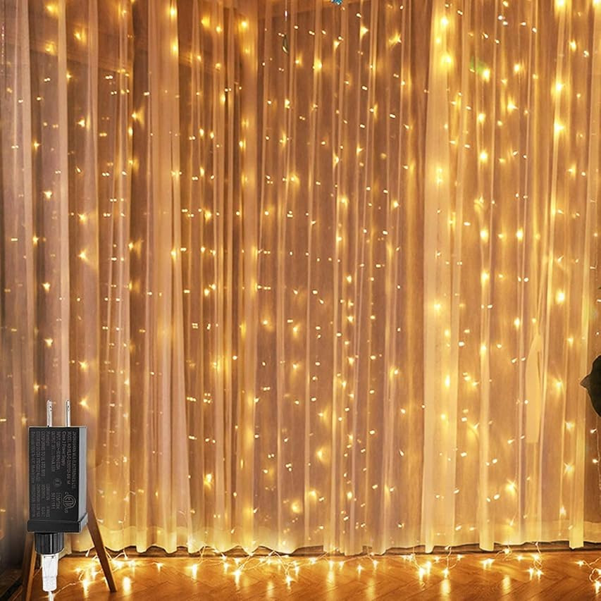 MESHA LED Fairy String Lights, Warm White 300 LED, 9.8x9.8 Feet, Hanging Light for Bedroom Wall, Hom | Amazon (US)