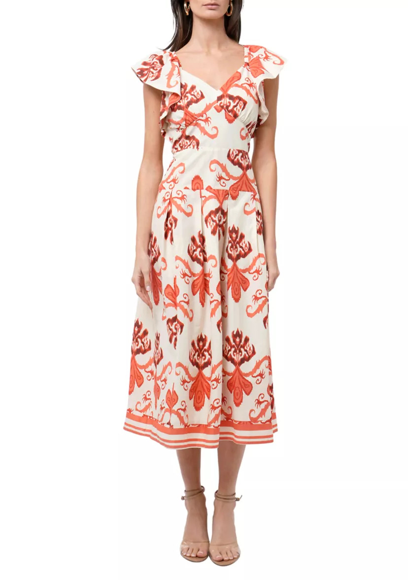 Women's Flutter Sleeve Printed Midi Dress | Belk