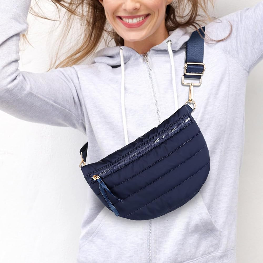 Quilted Crossbody Bags for Women Puffer Fanny Pack Sling Bag Puffy Chest Belt Bum Waist Bag Cross... | Amazon (US)
