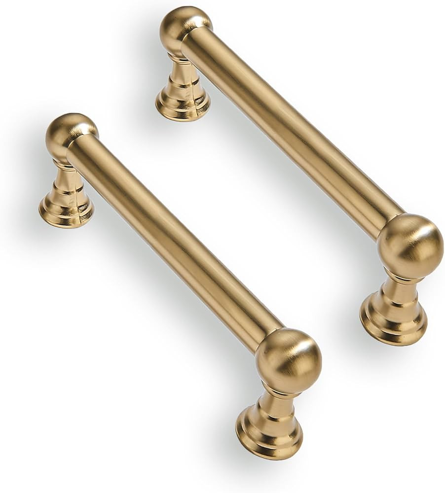 10 Pack 3 Inch Solid Kitchen Cabinet Handles Brushed Brass Heavy Duty Cabinet Pulls Satin Brass D... | Amazon (US)