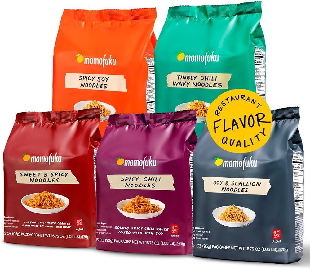 Momofuku Ramen Noodles Variety Pack by David Chang, 5 Flavors, Instant Ramen, Asian Snacks, 25 Pa... | Amazon (US)