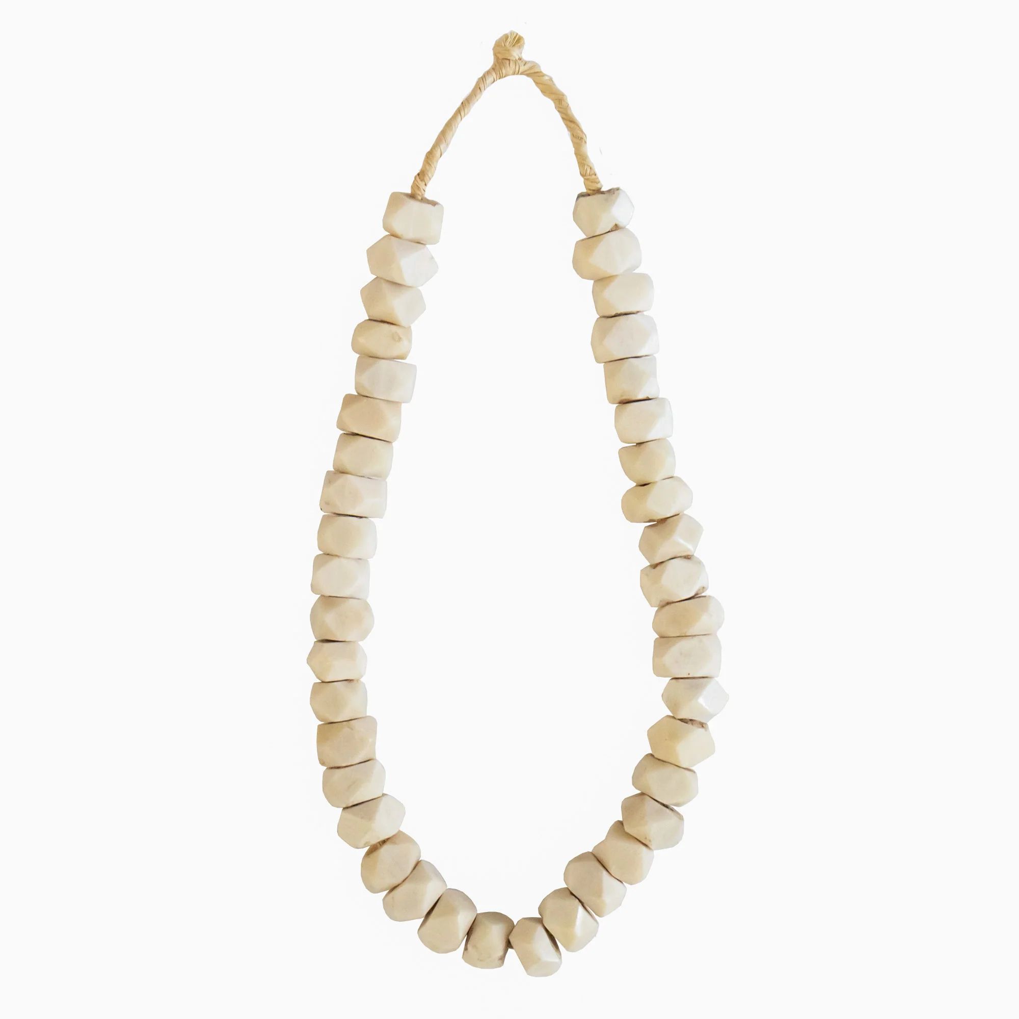 Faceted Bone Beads - Ivory | The Vintage Rug Shop