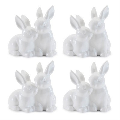 Ceramic Bunny Couple Figurines Set of 4 Mini Garden Accent – 4" H by Melrose | Target