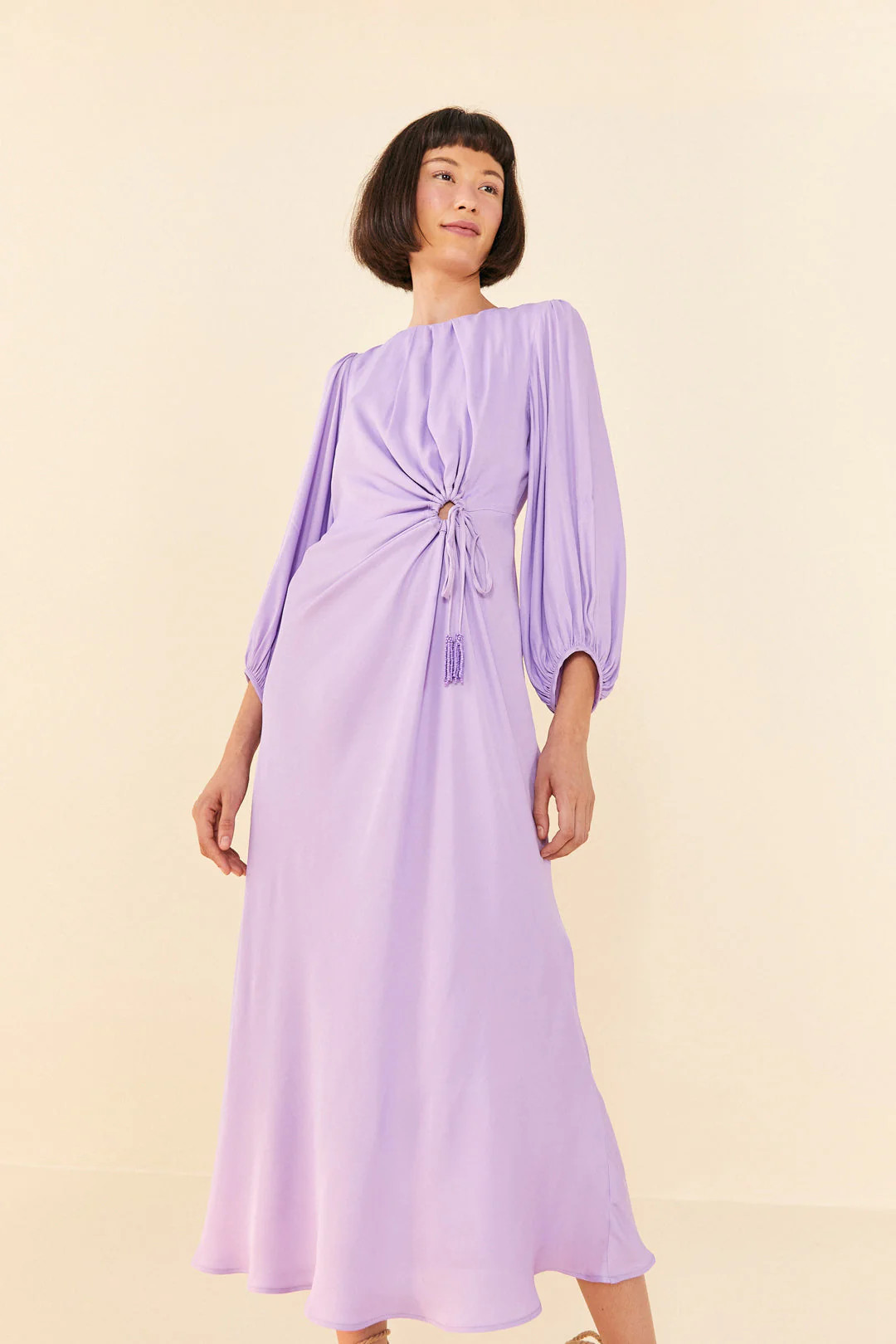 LILAC PIPING MIDI DRESS | FarmRio (US)