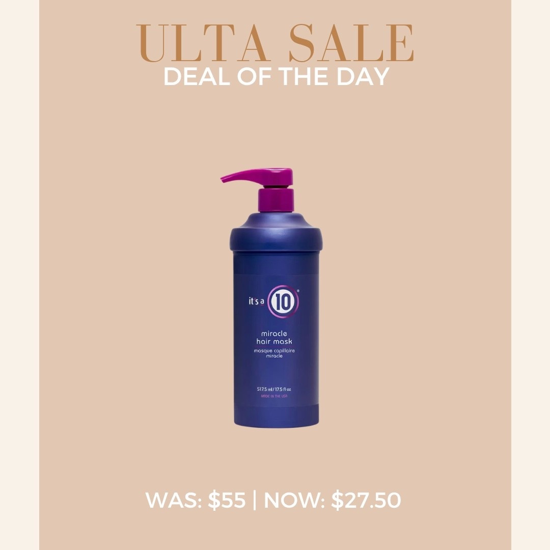 Ulta 21 Days of Beauty Deal of the Day! ✨
It's A 10 Miracle Hair Mask Conditioning Treatment

#LTKBeauty #LTKSaleAlert