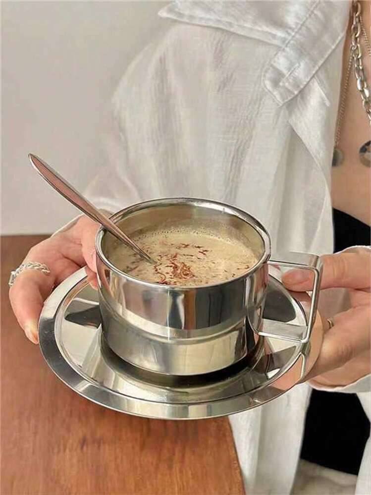 Chrome cup and saucer  | SHEIN