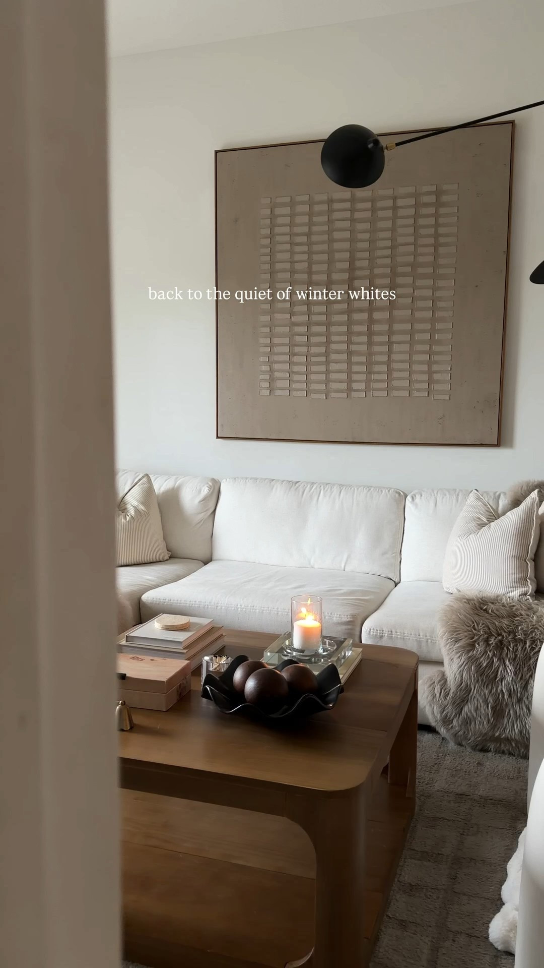 The living room is back to the quiet of winter whites—
soft layers, calm tones, and the kind of coziness that invites you to slow down.

#WinterWhites #CozyHome #NeutralDecor #SlowLiving #HomeInspo 

#LTKSeasonal #LTKSaleAlert #LTKHome