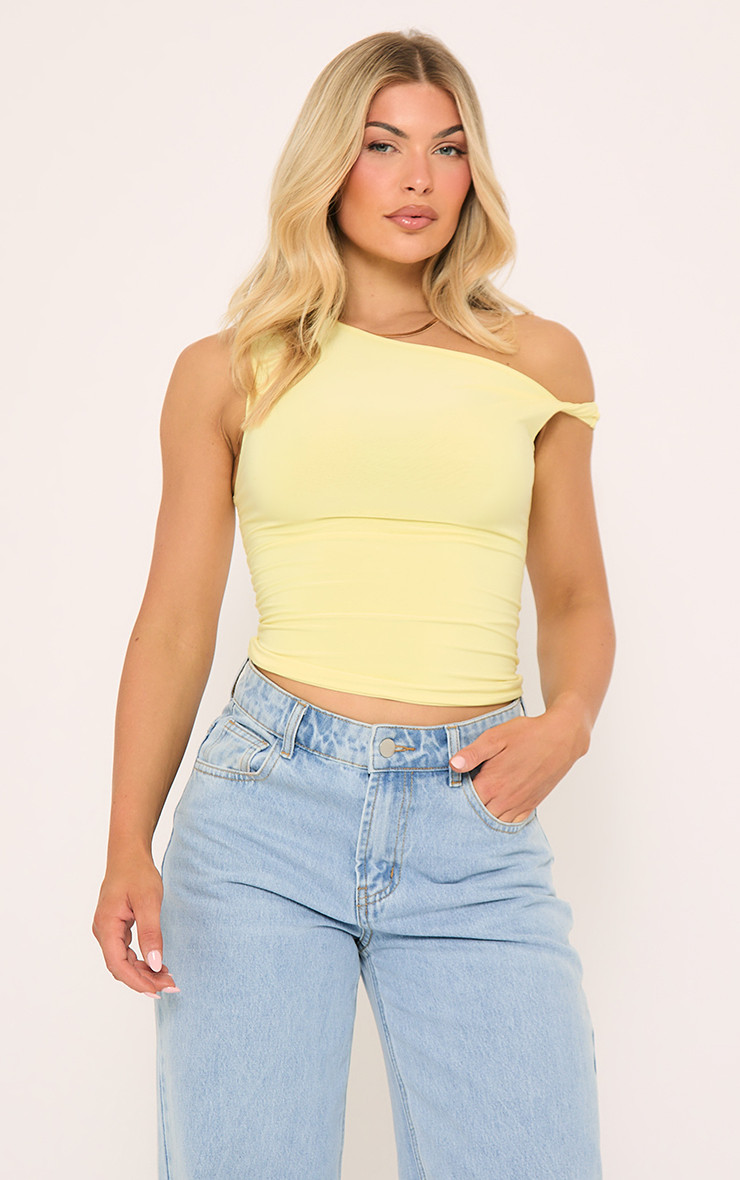Twist Strap Detail Top In Yellow Slinky | EGO Shoes (US & Canada)