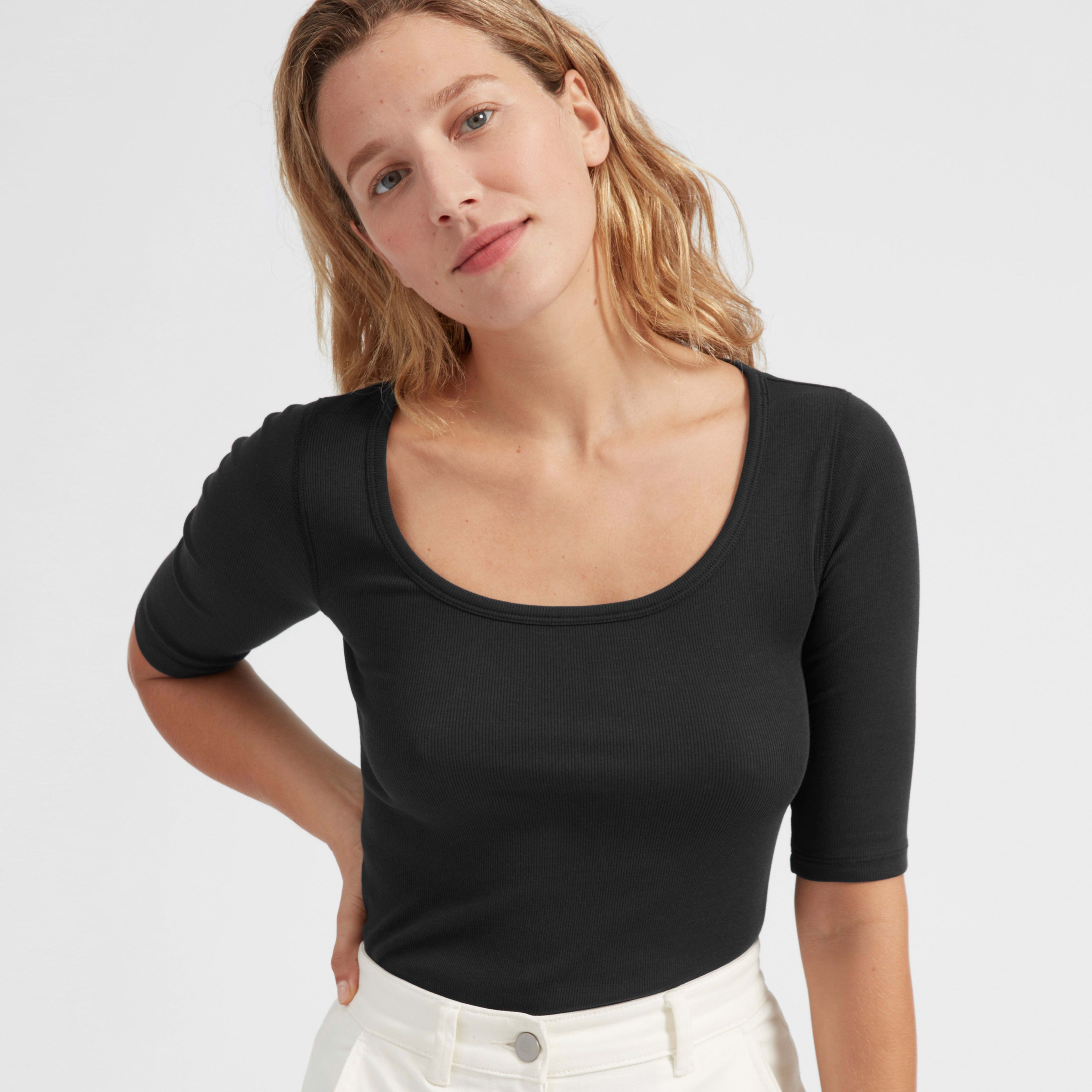 The Pima Micro-Rib Scoop-Neck Tee | Everlane