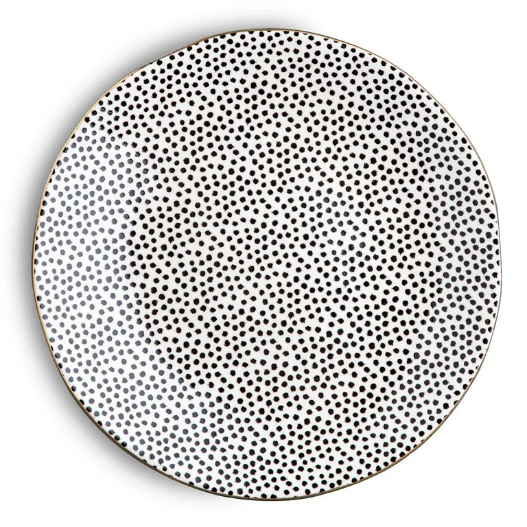 Thyme & Table Dinnerware Black & White Dot Stoneware Salad Round Plates, 4 Pack | Walmart (US)