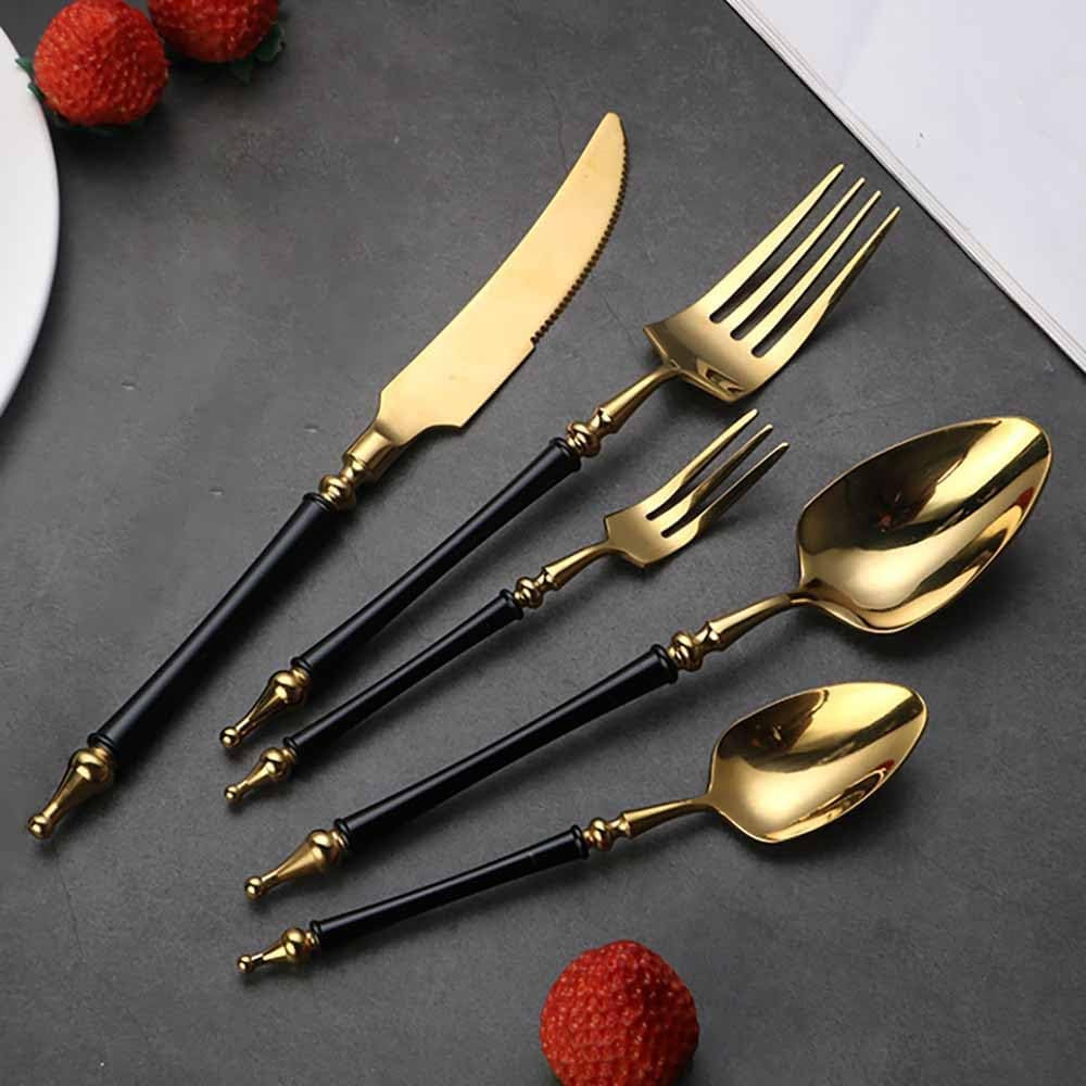 Black Gold Silverware Set for 6 Modern 30 Piece Flatware Cutlery Utensils Set Durable 18/10 Stain... | Amazon (US)