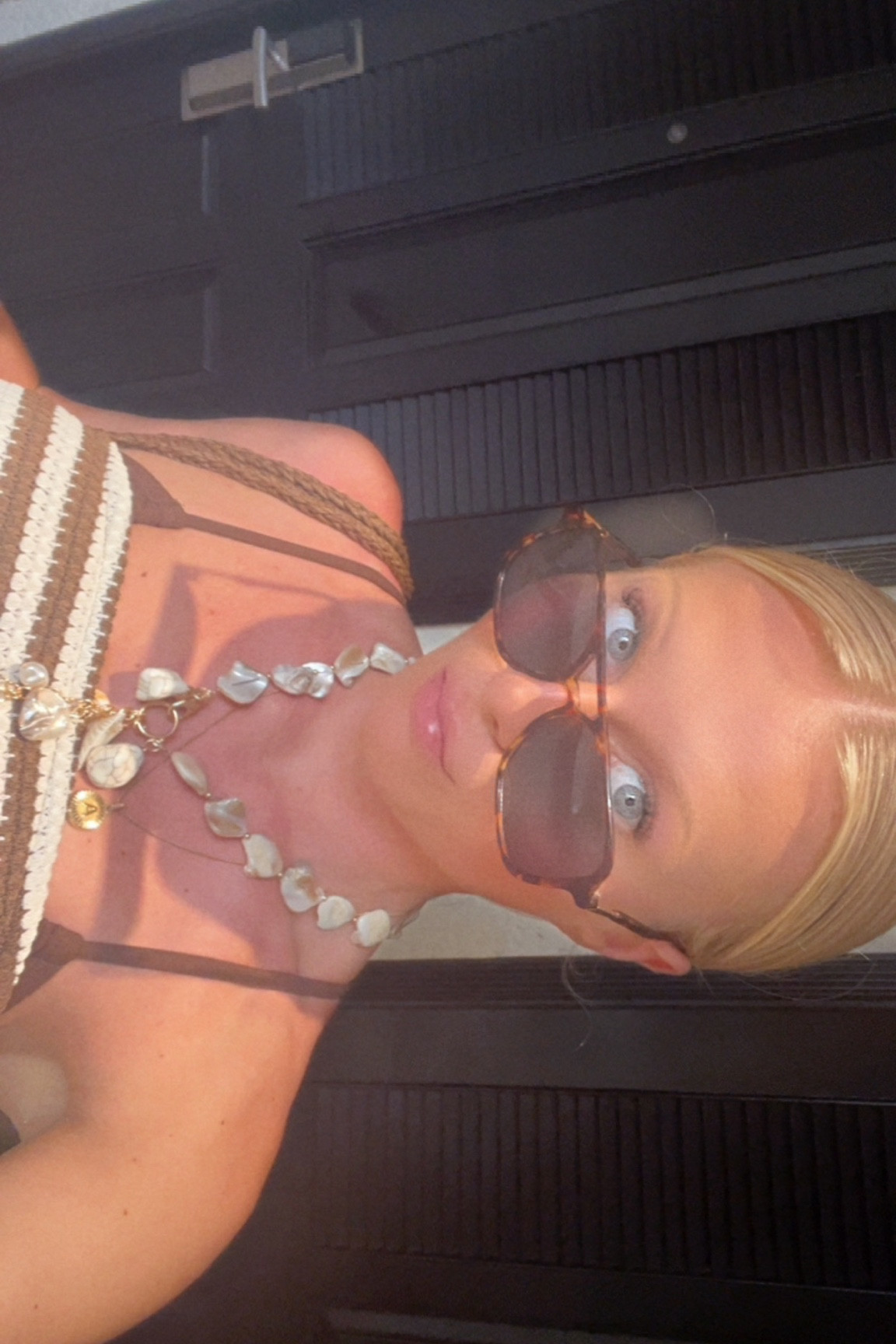 crochet vacation set: s, bikini top: s, bikini bottoms: xs, beach shell statement necklace, tortoise sunglasses 

#LTKTravel #LTKSwim #LTKootd