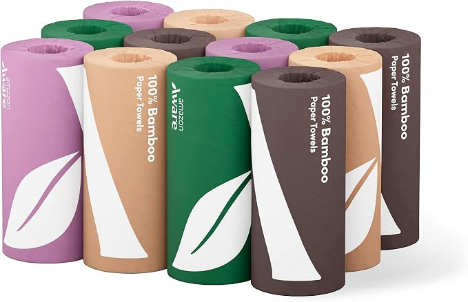Amazon Aware Bamboo Paper Towels, 12 Rolls, 2 ply, FSC Certified, 150 Sheets, 1800 Count, Pack of... | Amazon (US)