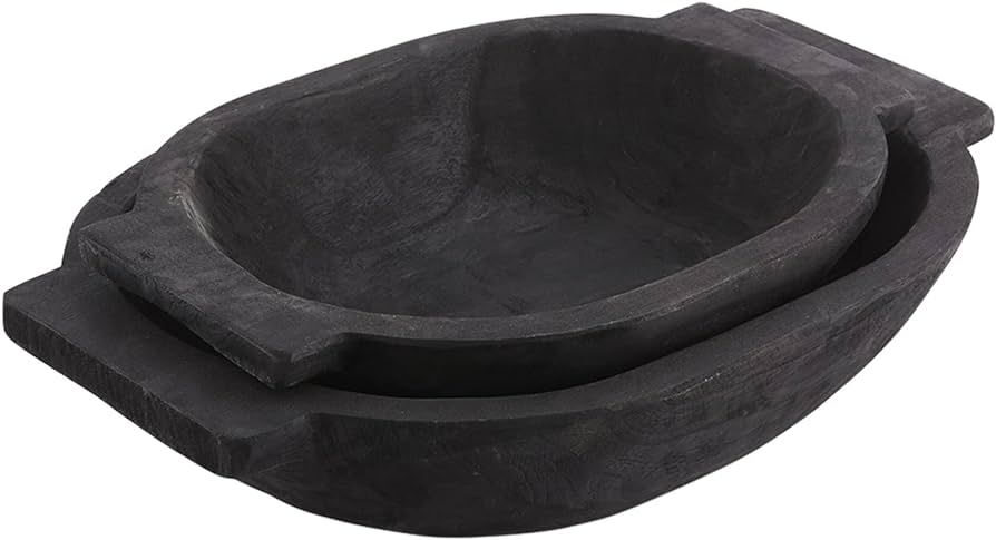 Mud Pie Oval Dough Bowl Set, Black, small 12" x 17" | large 14 1/2" x 21" | Amazon (US)
