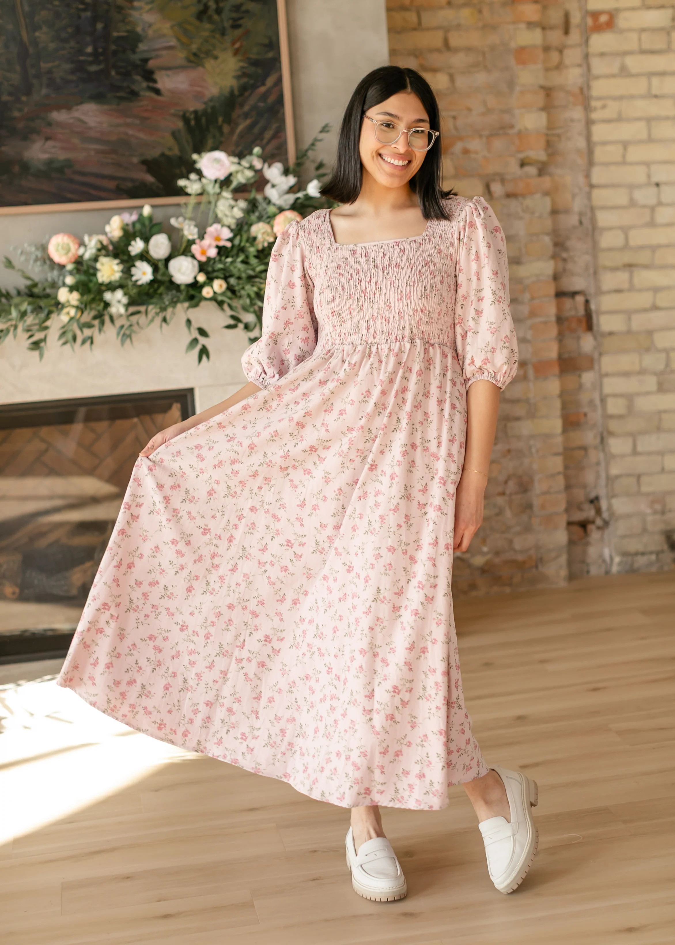 Kayleen Smocked Bodice Floral Maxi Dress | Inherit Clothing Co.