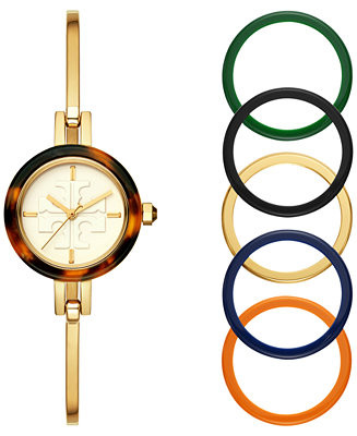Tory Burch Women's Gigi Gold-Tone Stainless Steel Bangle Bracelet Watch 27mm Gift Set  - Macy's | Macy's