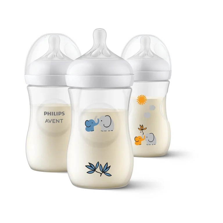 Philips Avent Natural Baby Bottle with Natural Response Nipple, with Blue Elephant Design, 9oz, 3... | Walmart (US)