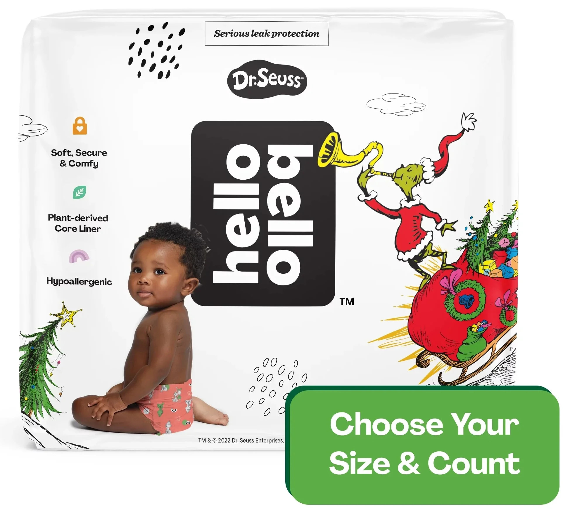 Hello Bello Limited Edition Grinch Holiday Diapers I Size 4, 23 Count - Walmart.com | Walmart (US)