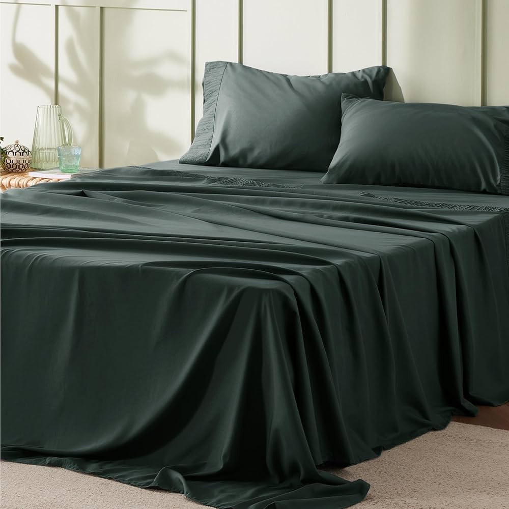 Bedsure King Size Sheets - Soft Sheets for King Size Bed, 4 Pieces Hotel Luxury Forest Green King... | Amazon (US)