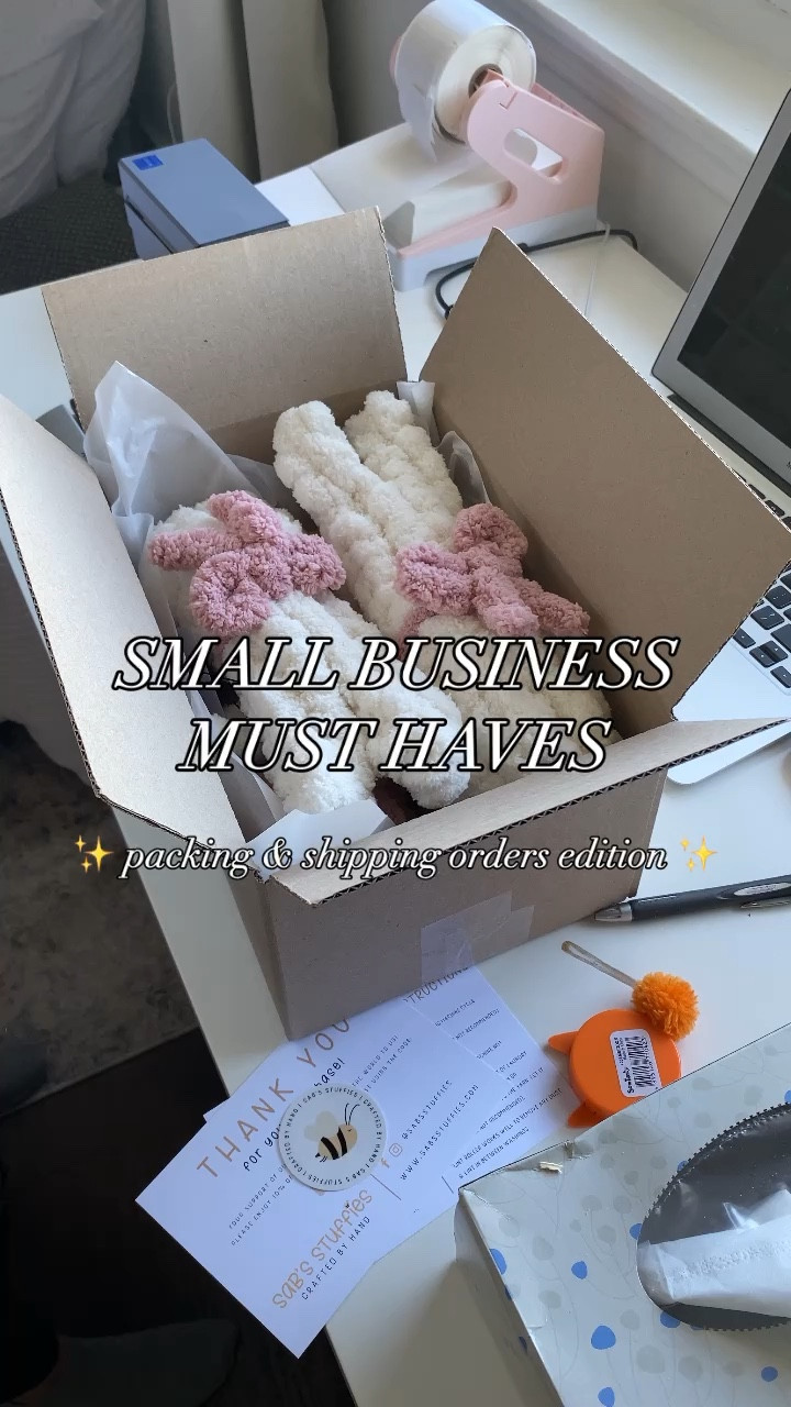 SMALL BUSINESS MUST HAVES (packing and shipping orders edition)! Let’s talk about it! ⬇️ 

1.  POSTAL SCALE - I need to know how much the package weighs, down to the exact ounce, in order to print off a shipping label. Having the correct weight and dimensions of the package will ensure I get it right and won’t be charged extra later on (that’s happened to me before!). 

2. SHIPPING LABELS, LABEL PRINTER, & LABEL HOLDER - I went without a label printer for a while. I would print out my labels on a regular printer and then cut and tape the label onto the package. Getting the label printer from @rollo was a game changer! The shipping labels are a must to be able to print my own shipping labels with my label printer! The label holder is not a necessity but I love that it can hold both my regular shipping labels and my stickers that I use to print out my barcode stickers!

3. TISSUE PAPER - I love using tissue paper for my packages when I use the shipping boxes. It adds the perfect touch and it can also help keep the items in the boxes in place. 

4. SHIPPING BOXES & PACKING TAPE - This is a must because I simply can’t send an order out without a box (or poly mailer) and some tape to shut the box. 

5. THANK YOU CARD, CARE INSTRUCTIONS, & STICKER - All of my customers get a thank you note with a coupon code, a care instructions card so they know how to care for their new stuffie, and a sticker with my logo on it (for just a fun extra in the box)! 

#sabsstuffies #chunkyknit #chunkyyarn #chunkyhandknitblanket #chunkyblanket #chunkyhandknit #largeblanket #blanket #handmade #shopsmall #shoplocal #bee #bees #stuffedanimalbee #plushie #crochet #crochetplushies #plushies #nurserydecor #nursery #market #craftfair #maker #vendor #smallbusiness #howto #diy #crafts #tutorial #fyp 

#LTKkids #LTKsalealert #LTKhome